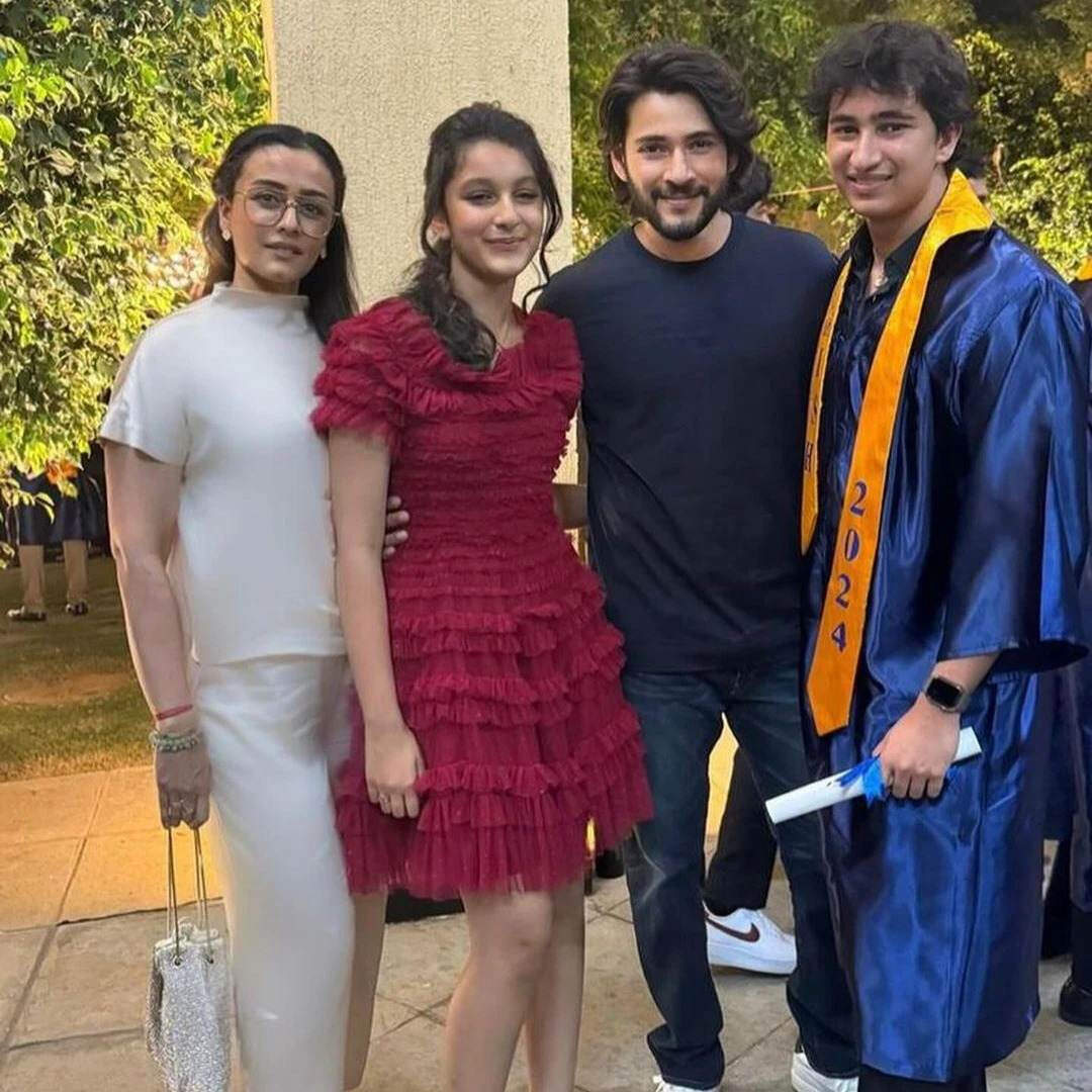 Mahesh Babu and Namrata with son Gautam and daugther Sitara