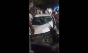 1757333931 Car collides with bike on Shaikpet flyover two injured