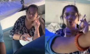 1757952660 Woman caught smoking in train refuses to leave