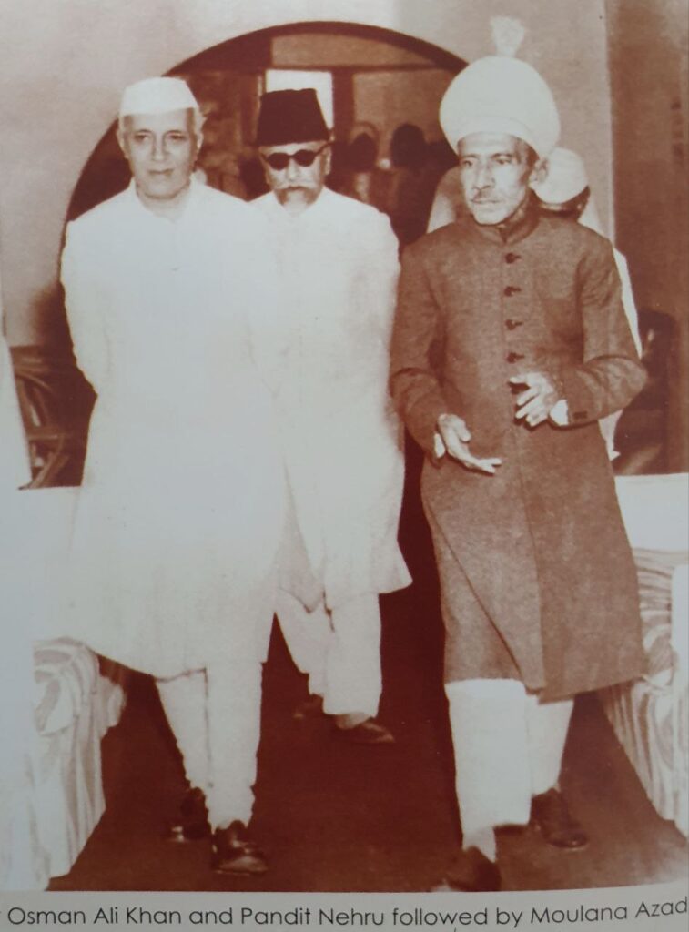 Osman Ali Khan with Indian PM Jawaharlal Nehru