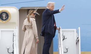 US President Donald Trump First Lady arrive in UK