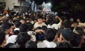 1759625585 Mob gathers in Chaderghat after Durga idol desecrated
