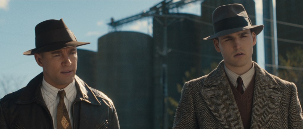 Monster: The Ed Gein Story. (L to R) Tyler Jacob Moore as Sheriff Schley, Charlie Hall as Deputy Frank Worden in episode 302 of Monster: The Ed Gein Story. Cr. Courtesy Of Netflix © 2025