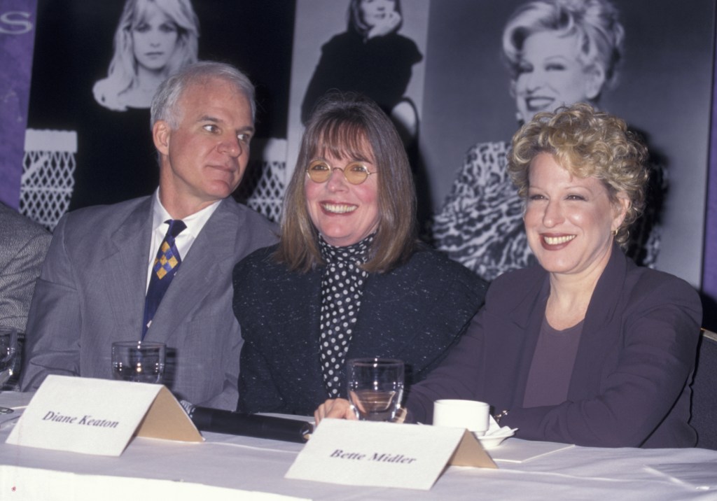 Steve Martin, Diane Keaton and Bette Midler during 1997 Women In Film Crystal Awards at Century Plaza Hotel in Century City, California, United States. (Photo by Ron Galella/Ron Galella Collection via Getty Images)