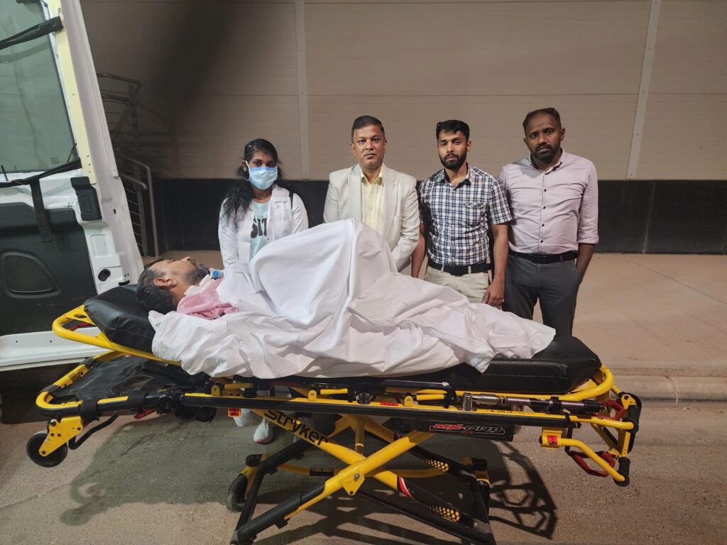 1761163017 452 Paralysed Hyderabad man flown back on stretcher from Saudi Arabia