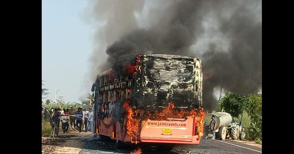 20 dead after bus catches fire in Jaisalmer