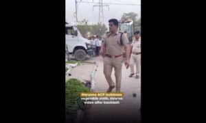 Haryana ACP shares reel using bulldozer to remove vendors faces