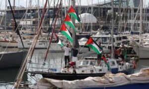 Israeli naval vessels intimidate two lead boats of Gaza bound flotilla