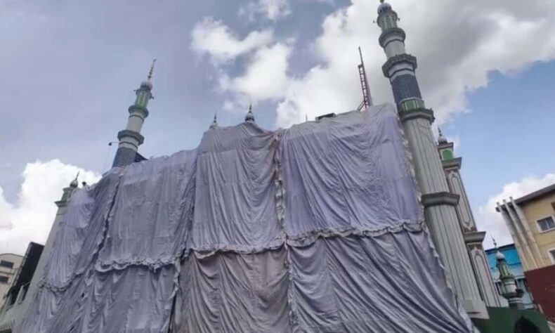 Mosques covered ahead of Durga Idol immersion in Hyderabad
