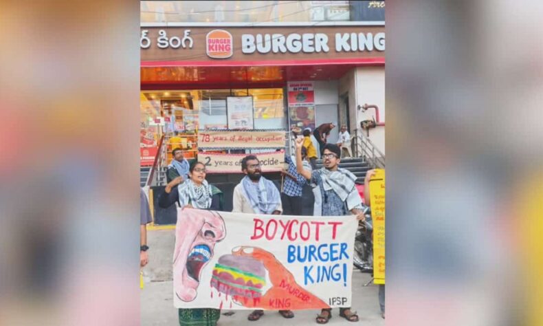 Pro Palestine protest held at Burger King outlet in Hyderabad