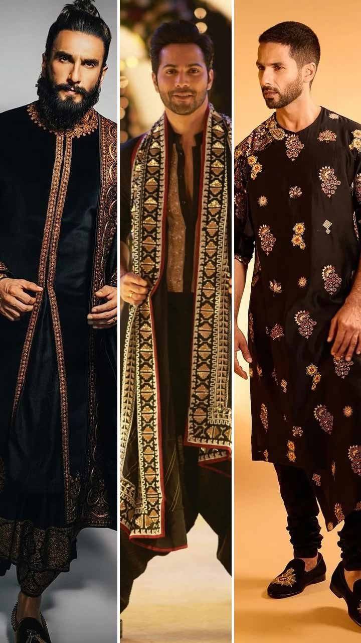 Ranveer Singh Shahid Kapoor Vicky Kaushal in Stylish Black Ethnic