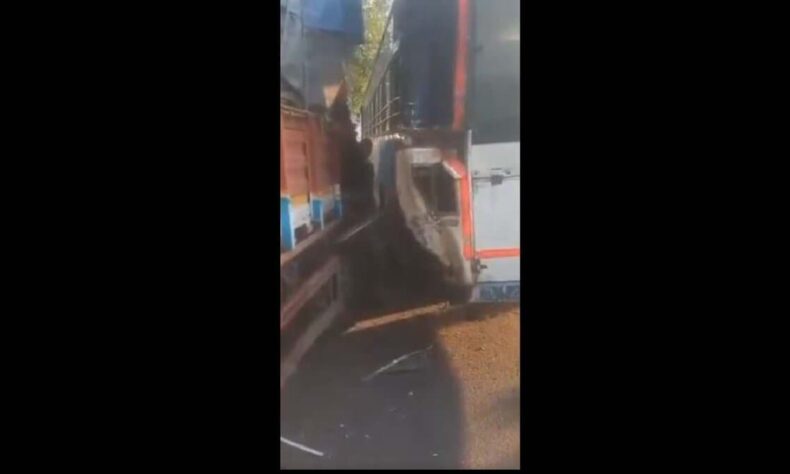1762498890 Truck rams into TGSRTC bus in Hyderabad passengers injured