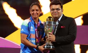 BCCI announces cash award of Rs 51 cr for Harmanpreet. Jay Shah presents the ICC Womens Cricket World Cup 2025 Trophy to our winning capta