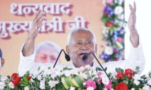 Nitish Kumars JDU leading on 83 seats almost double its