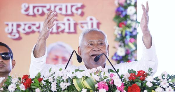 Nitish Kumars JDU leading on 83 seats almost double its