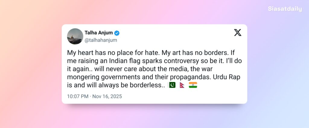 Pakistani rapper Talha Anjum waves Indian flag on stage Will