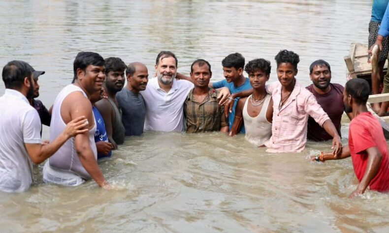 Rahul jumps into muddy pond interacts with fishermen in poll bound